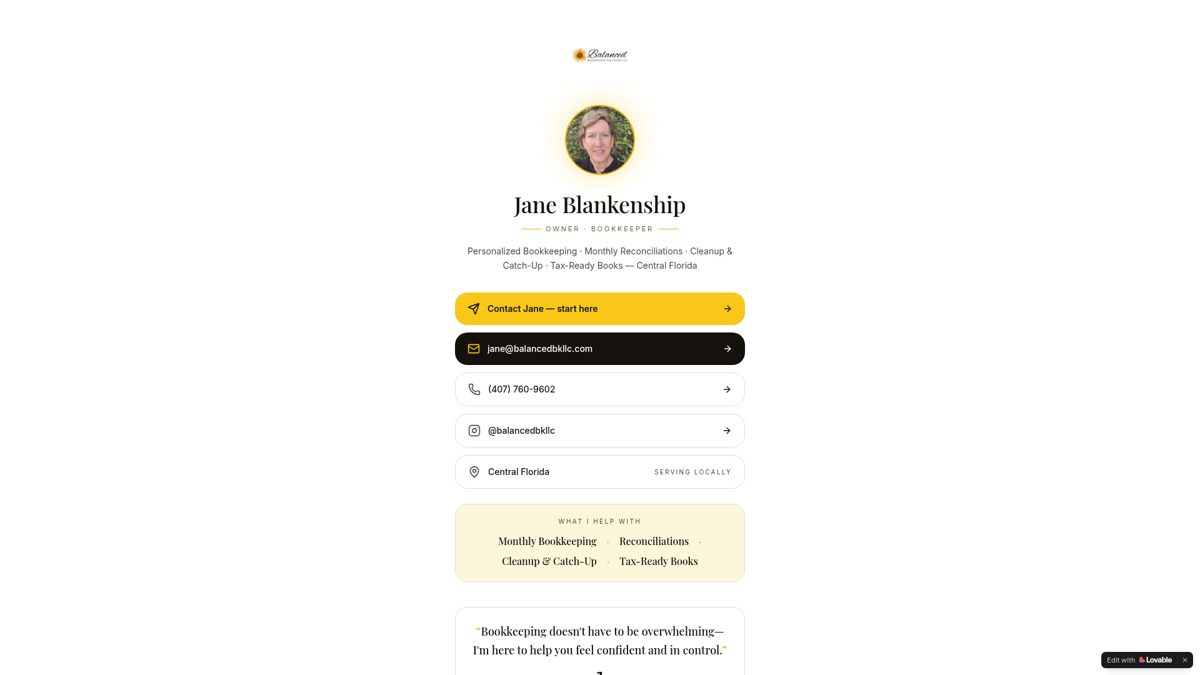 Balanced Bookkeeping Solutions website preview